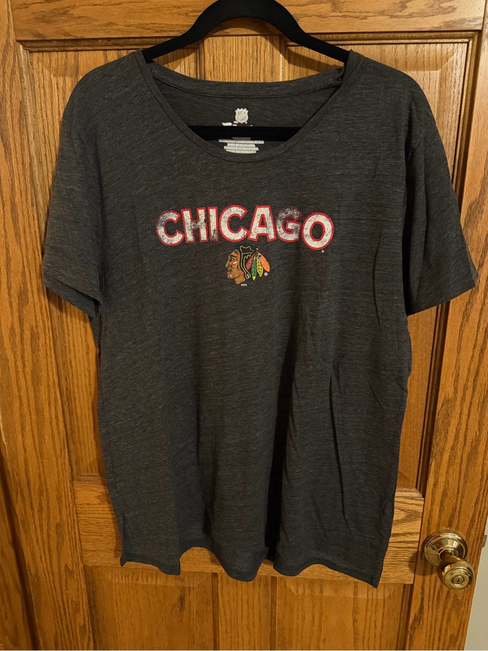 Fanatics Gray Chicago Graphic Tee with Red Accents